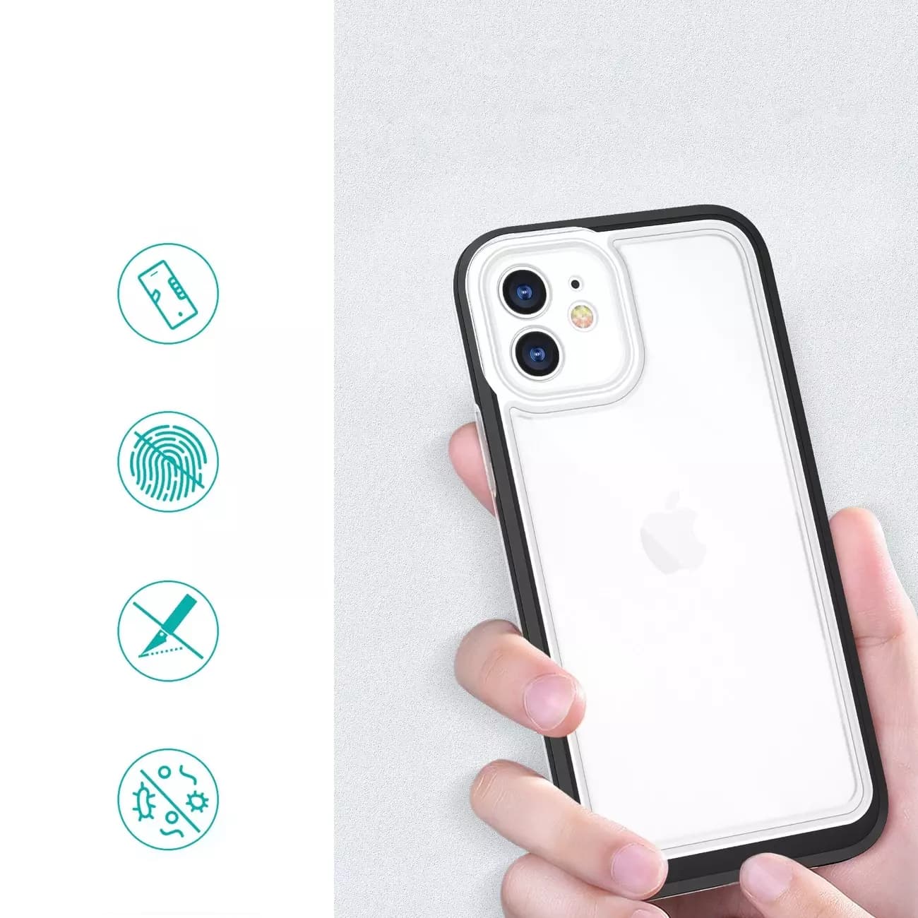 

Clear 3in1 etui do iPhone 12 żelowy pokrowiec z ramką czarny