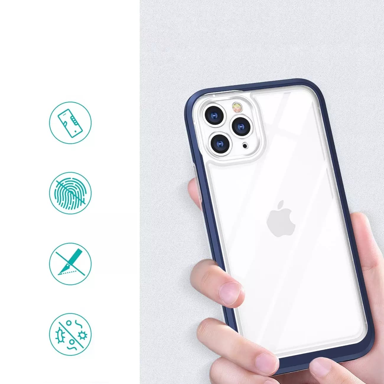 

Clear 3in1 etui do iPhone 11 Pro żelowy pokrowiec z ramką niebieski