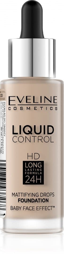 

Eveline Liquid Control HD Podkład do twarzy z dropperem nr 030 Sand Beige 32ml