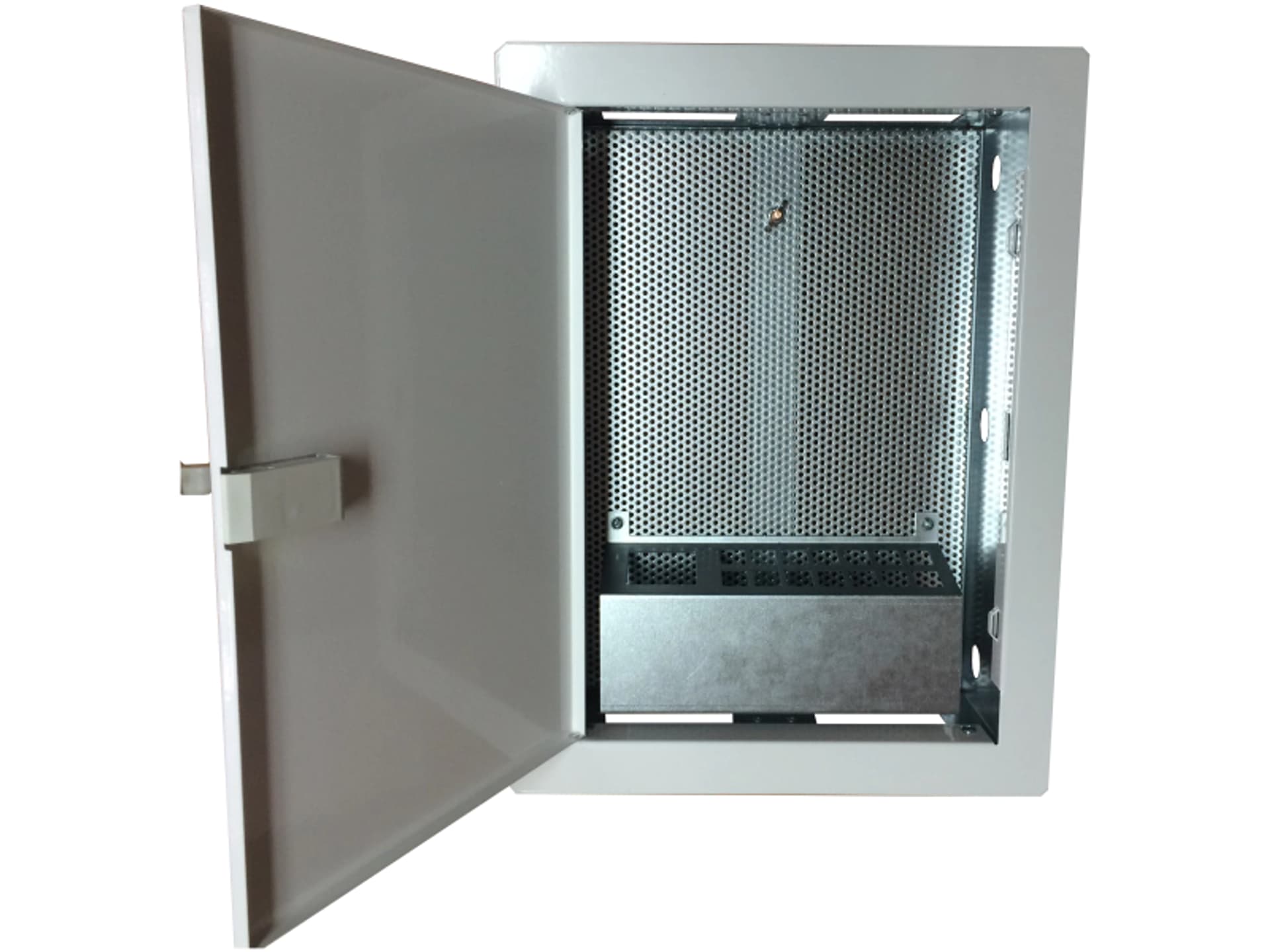 

Obudowa / szafka lokalowa, multimedialna 350x250x90, podtynkowa, drzwi perforowane, 1 x gn. elektryczne, 14 x gn. Keystone ALANTEC - ALANTEC
