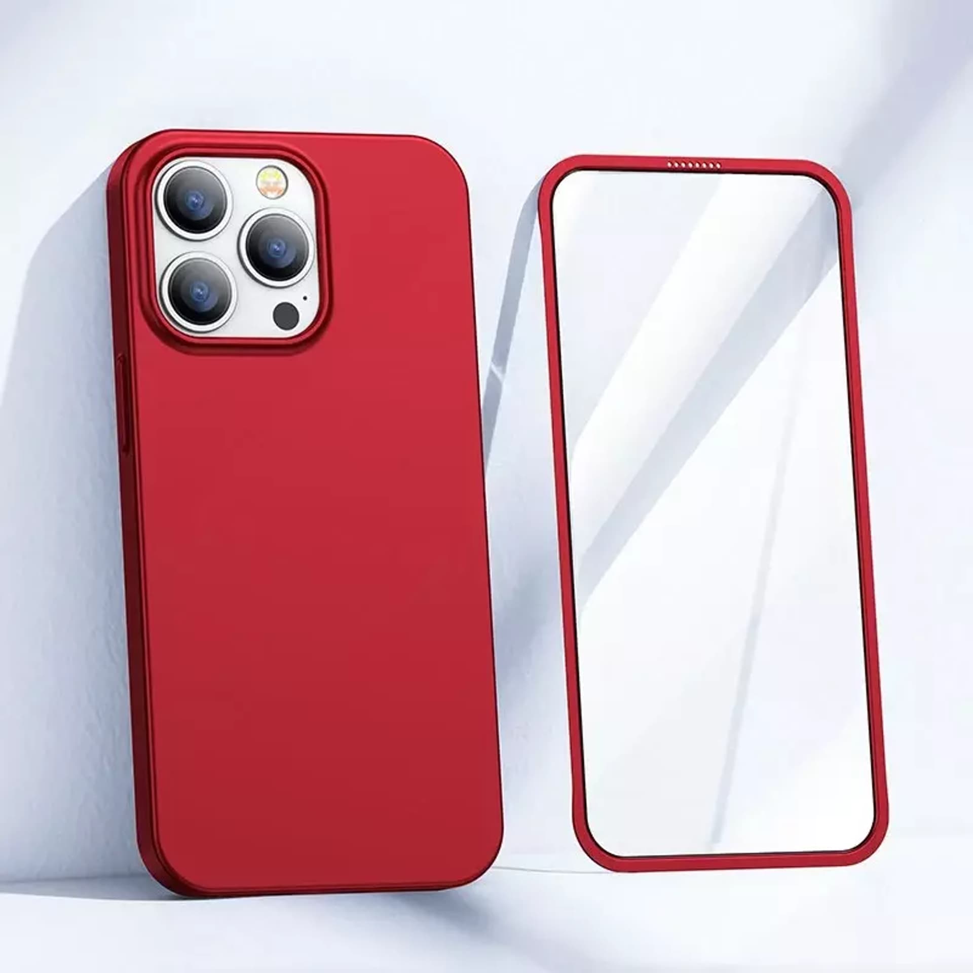 

Joyroom 360 Full Case etui pokrowiec do iPhone 13 Pro Max obudowa na tył i przód + szkło hartowane czerwony (JR-BP928 red)