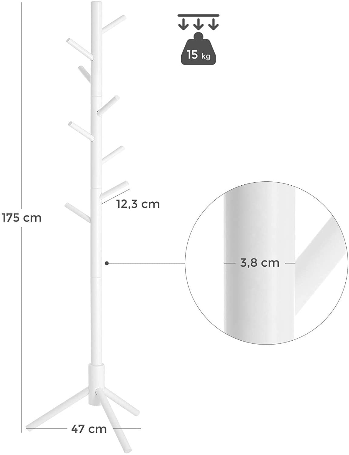 

Wieszak na ubrania drewniany biały 175cm MODERN