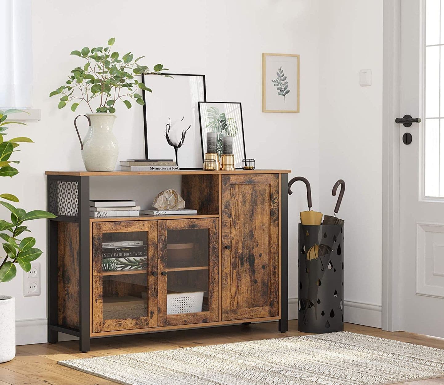 

Kredens z przeszklonymi drzwiami brąz 110 cm LOFT