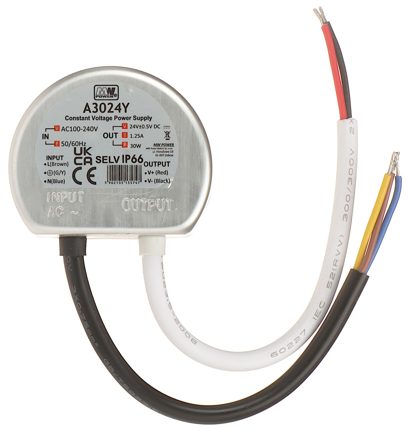 

MPL- Zasilacz led 30W 24V DC A3024Y IP66 puszkowy do puszki 1,25A