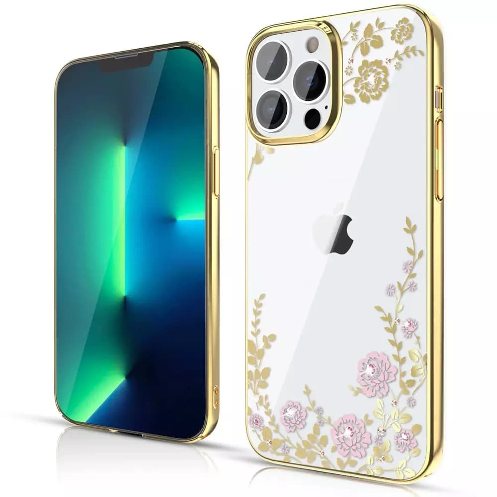 

Kingxbar Moon Series luksusowe etui z Kryształami Swarovskiego na iPhone 13 Pro różowo-złoty