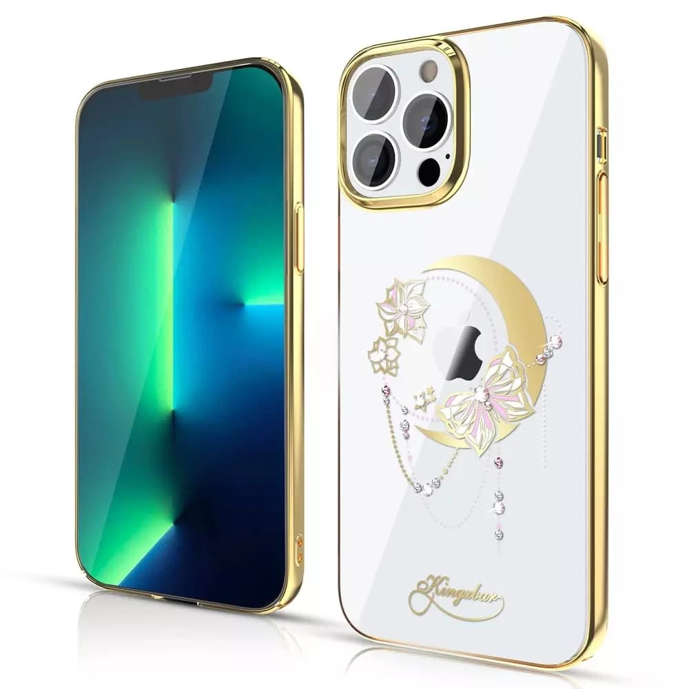 

Kingxbar Moon Series luksusowe etui z Kryształami Swarovskiego na iPhone 13 Pro złoty (Butterfly)