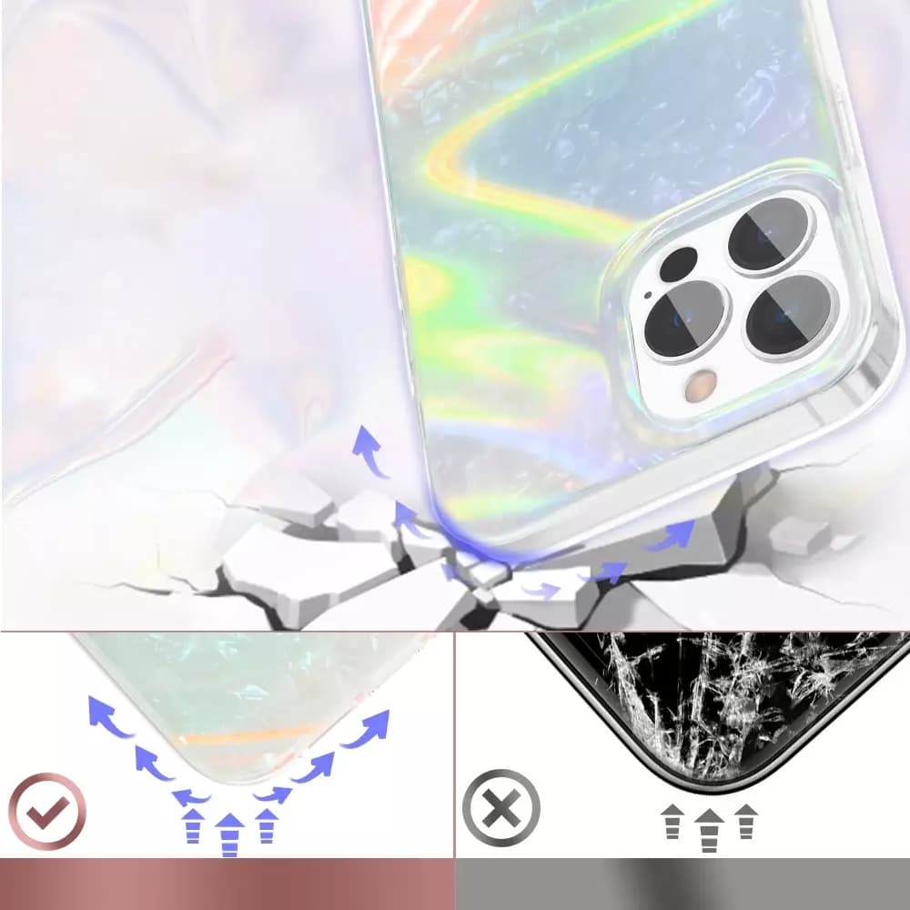 

Kingxbar Shell Series luksusowe eleganckie etui na iPhone 13 perłowy-niebieski