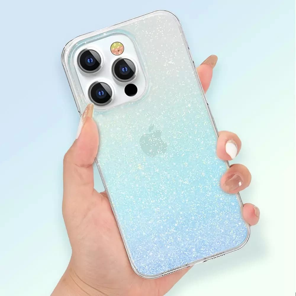 

Kingxbar Streamer Series luksusowe eleganckie etui na iPhone 13 Pro niebieski (Glitter)