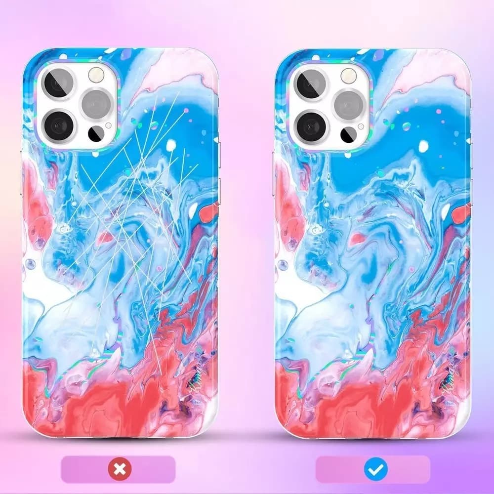 

Kingxbar Watercolour Series kolorowe etui do iPhone 12 Pro / iPhone 12 niebieskoróżowy