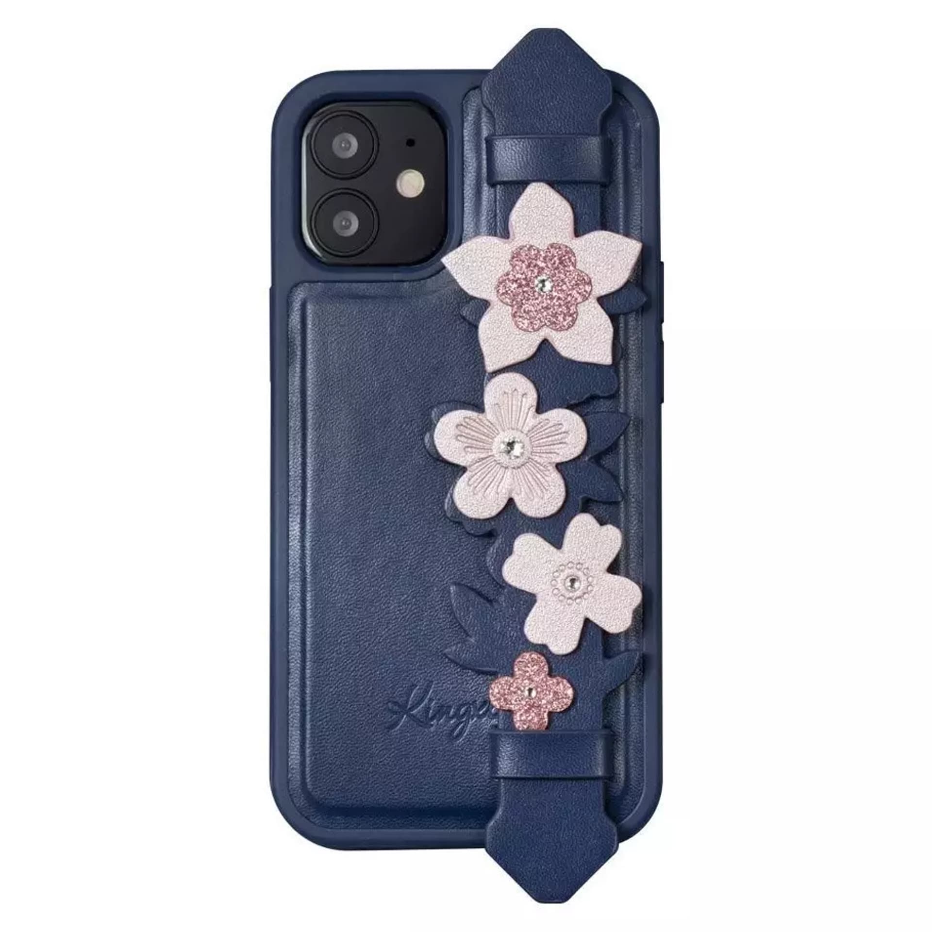 

Kingxbar Sweet Series żelowe etui ozdobione oryginalnymi Kryształami Swarovskiego z podstawką iPhone 12 Pro / iPhone 12 niebieski