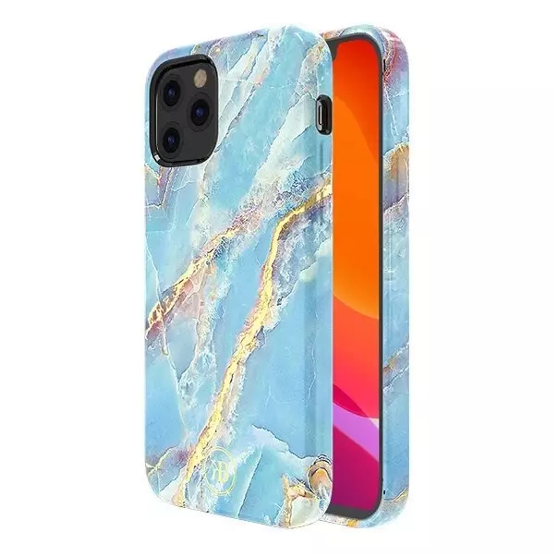 

Kingxbar Marble Series eleganckie etui pokrowiec z nadrukiem marmur iPhone 12 mini niebieski