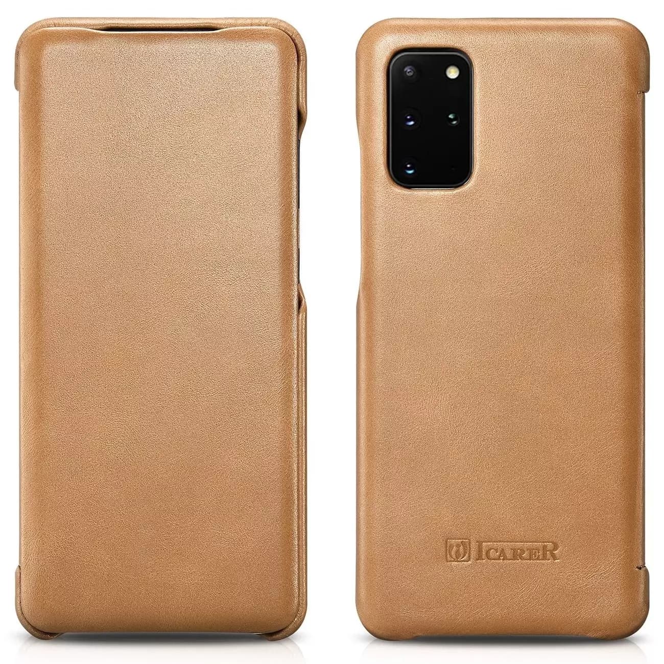 

iCarer Curved Edge Vintage Folio skórzane etui pokrowiec ze skóry naturalnej Samsung Galaxy S20+ khaki (RS992007-GG)