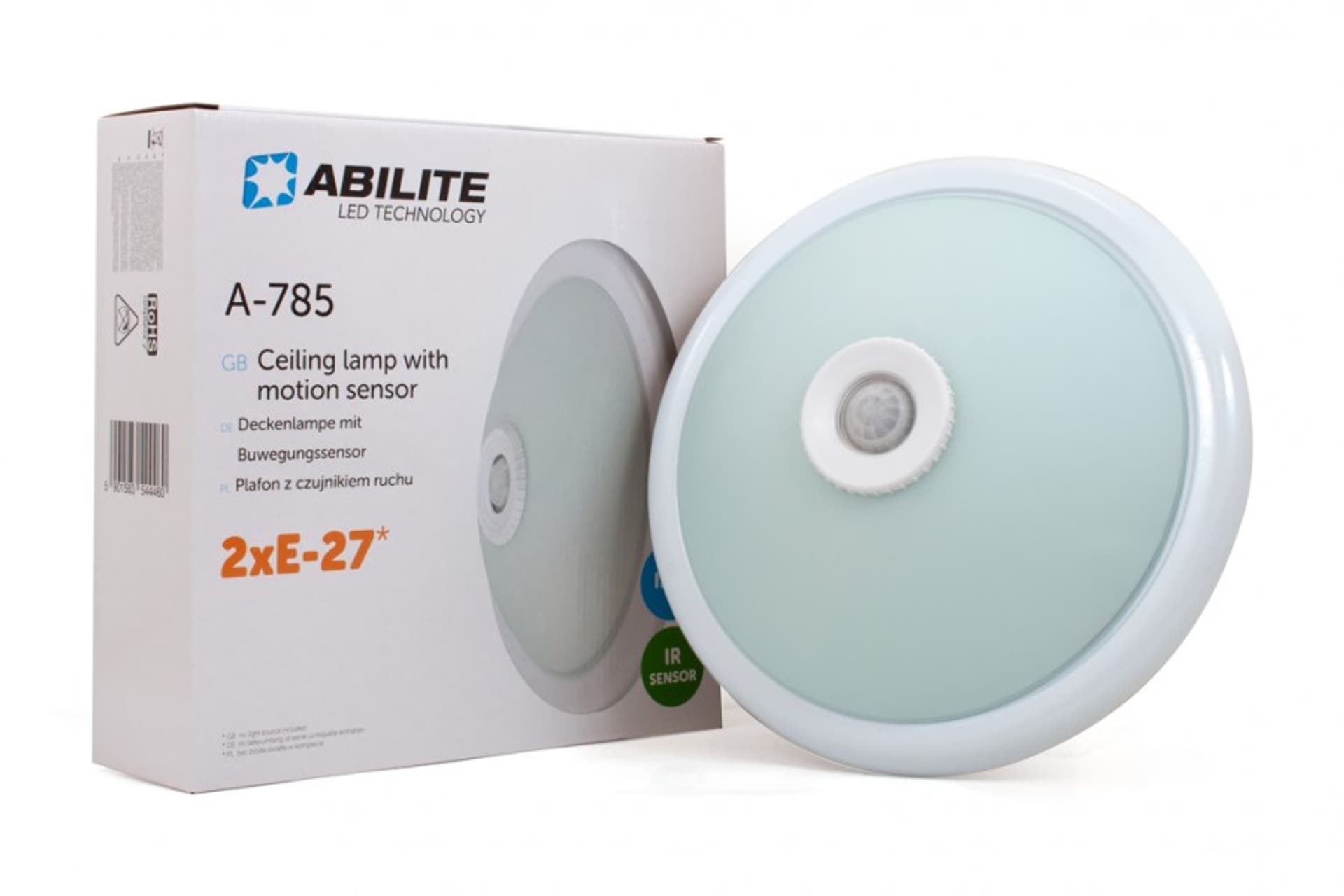 

PLAFON ABILITE Z CZUJNIKIEM RUCHU IR E27 2x40W BIAŁY