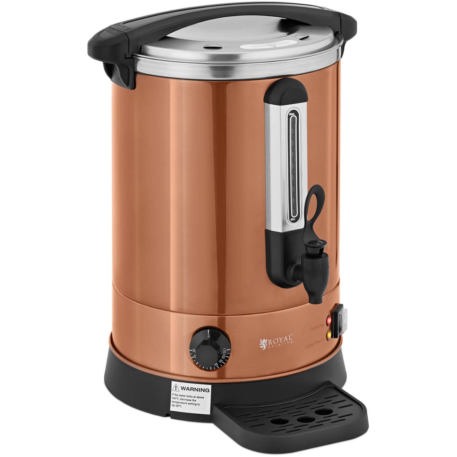 

Warnik podgrzewacz do wody z podwójnymi ściankami i ociekaczem 13.5 L 2500 W pomarańczowy