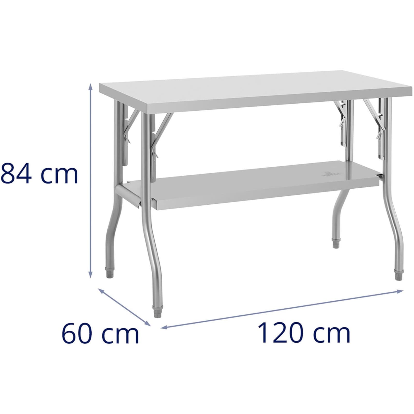 

Stół cateringowy laboratoryjny składany z półką STAL 140 kg 120 x 60 cm