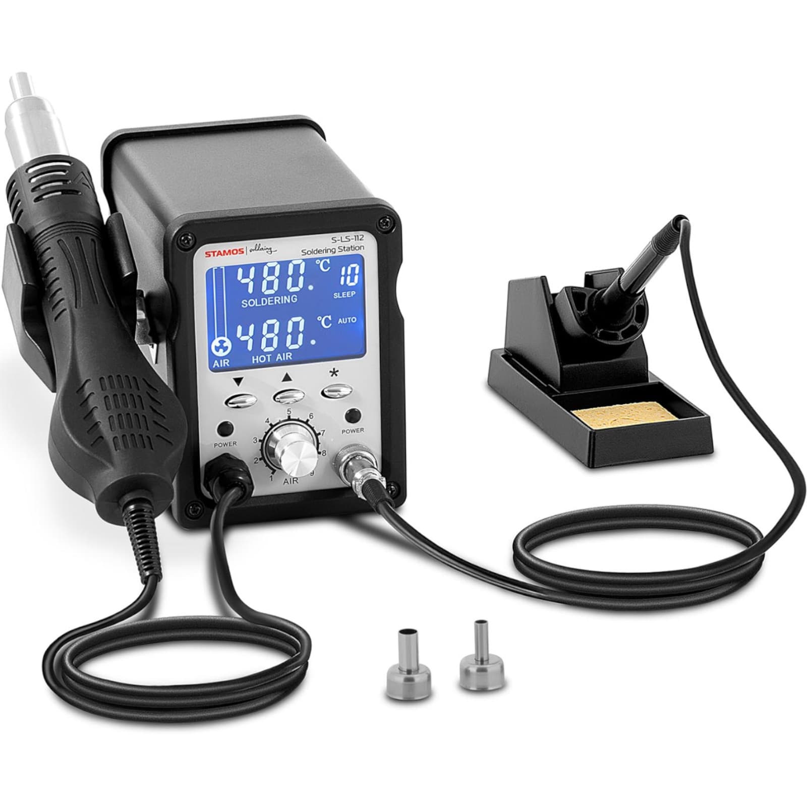 

Stacja lutownicza z kolbą na gorące powietrze SMD LCD 200-480C 102 W 750 W