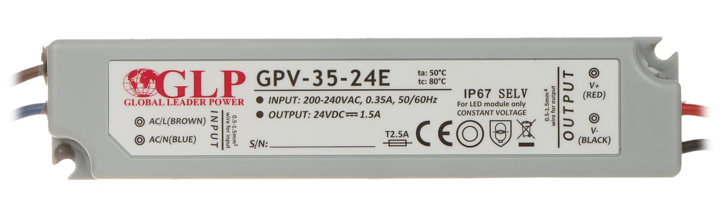 

Zasilacz led GPV 35W 24V DC ip67 gpv-35-24E led