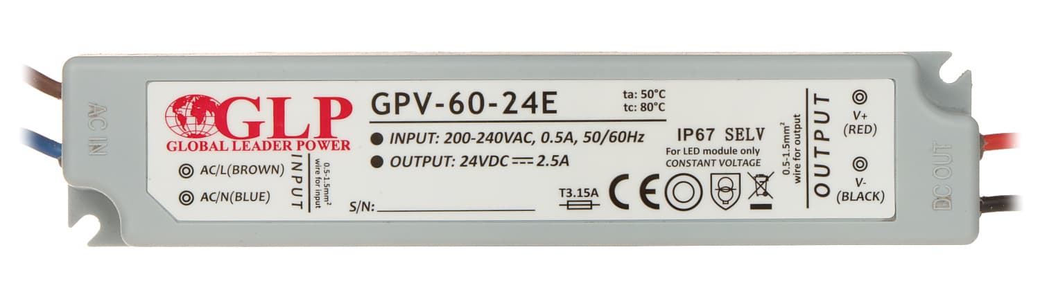 

ZASILACZ IMPULSOWY 24V/2.5A/GPV-MINI