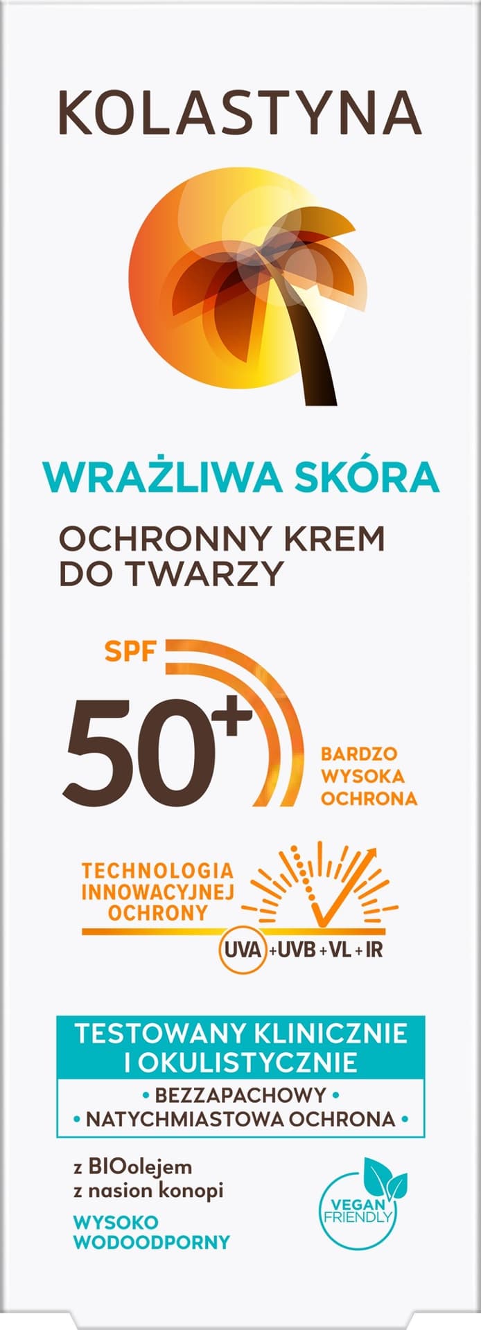 

Kolastyna Opalanie Krem ochronny do twarzy SPF50 do skóry wrażliwej 50ml