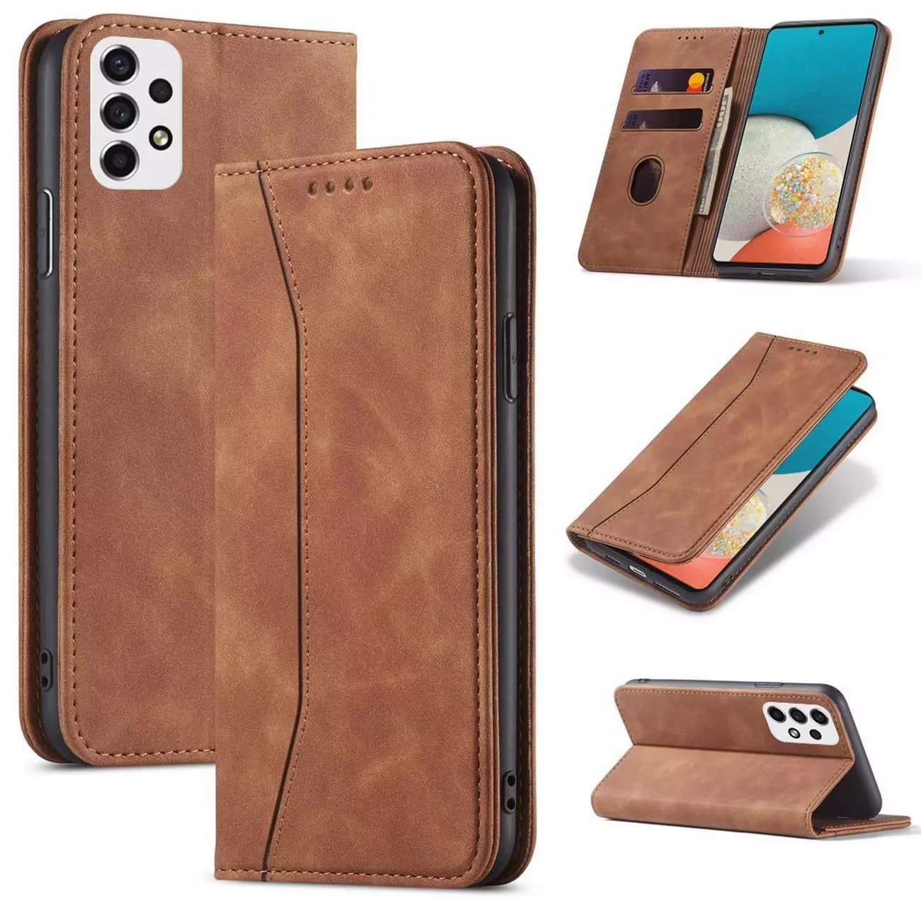 

Magnet Fancy Case etui do Samsung Galaxy A53 5G pokrowiec portfel na karty kartę podstawka brązowy