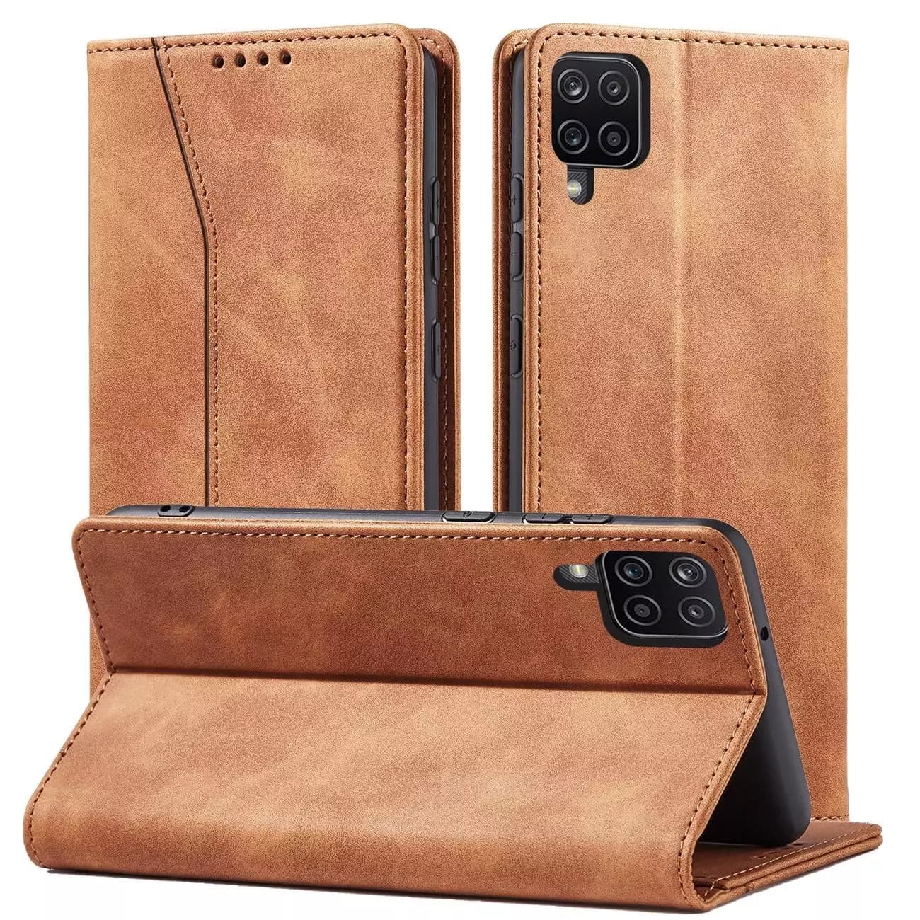 

Magnet Fancy Case etui do Samsung Galaxy A12 5G pokrowiec portfel na karty kartę podstawka brązowy