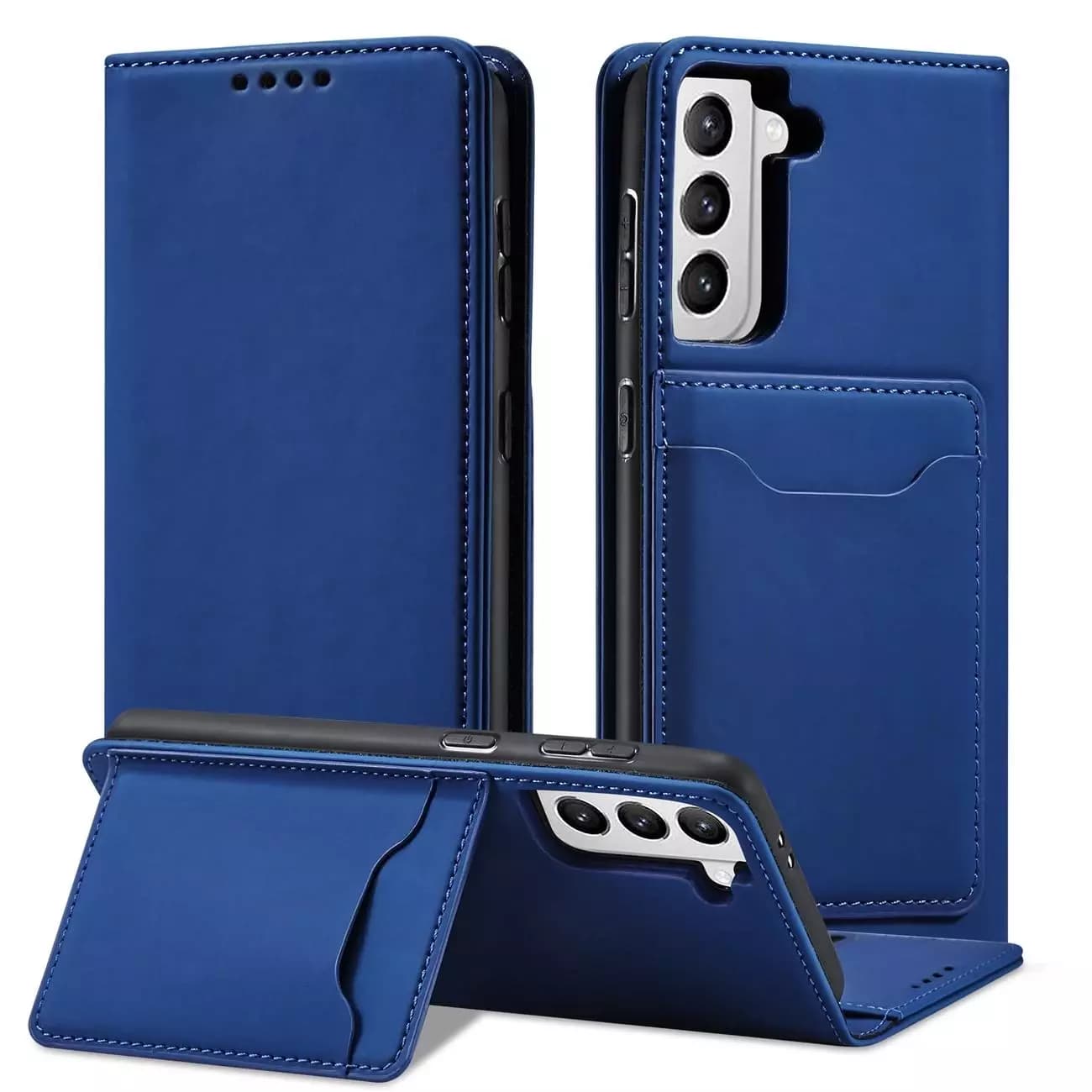 

Magnet Card Case etui do Samsung Galaxy S22+ (S22 Plus) pokrowiec portfel na karty kartę podstawka niebieski, S22 plus) pokrowiec portfel na karty kartę podstawka niebiesk