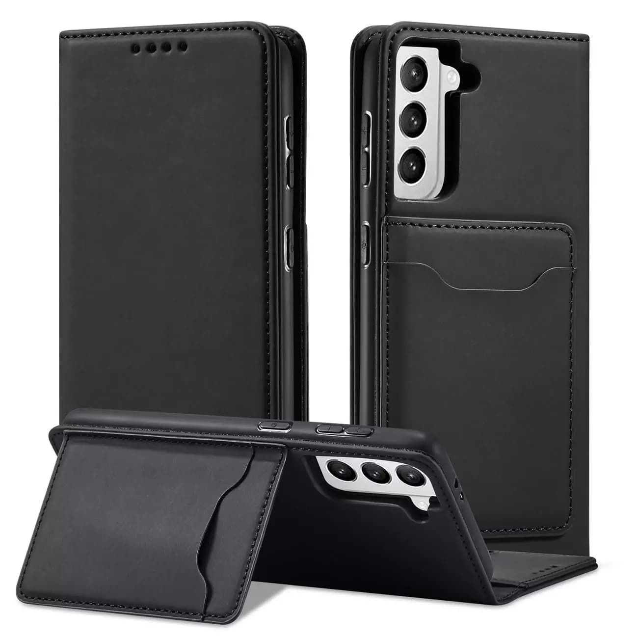 

Magnet Card Case etui do Samsung Galaxy S22 pokrowiec portfel na karty kartę podstawka czarny