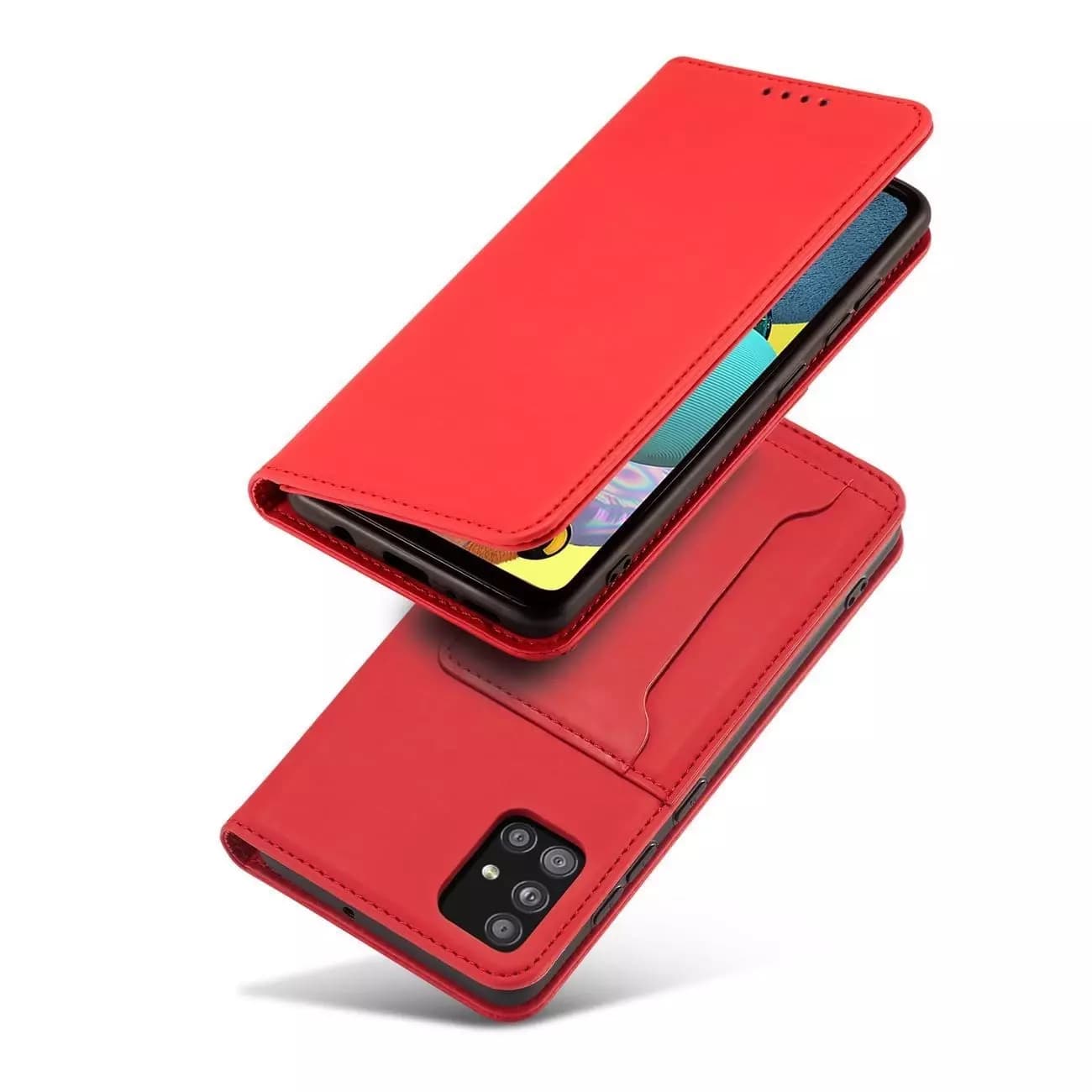 

Magnet Card Case etui do Samsung Galaxy A13 5G pokrowiec portfel na karty kartę podstawka czerwony