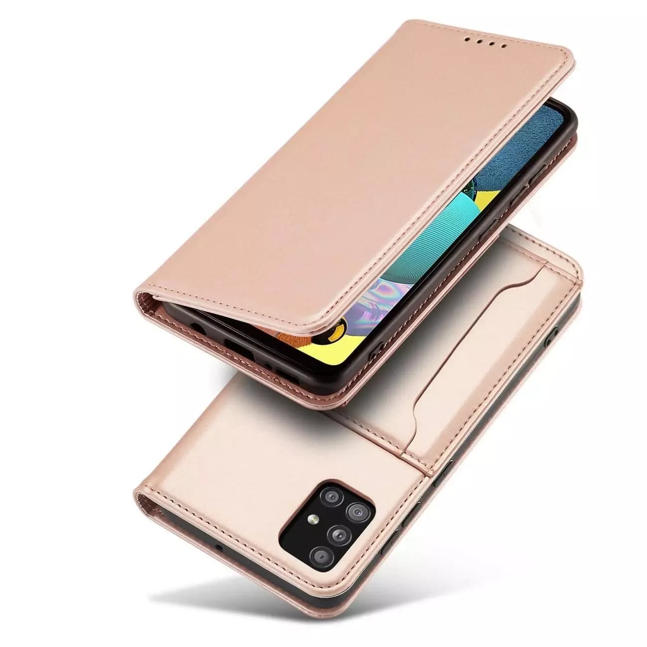 

Magnet Card Case etui do Xiaomi Redmi Note 11 pokrowiec portfel na karty kartę podstawka różowy
