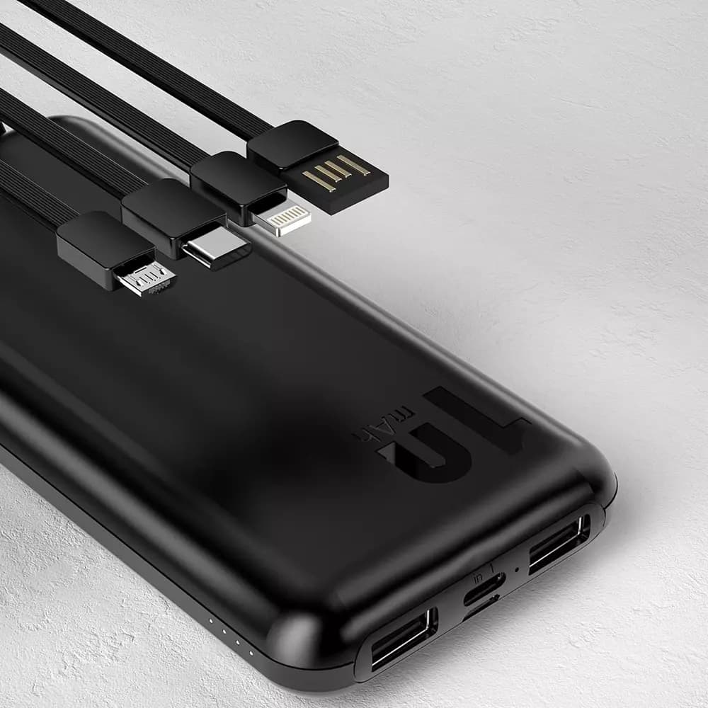 

Dudao K6Pro uniwersalny powerbank 10000mAh z kablem USB, USB Typ C, Lightning czarny (K6Pro-black)