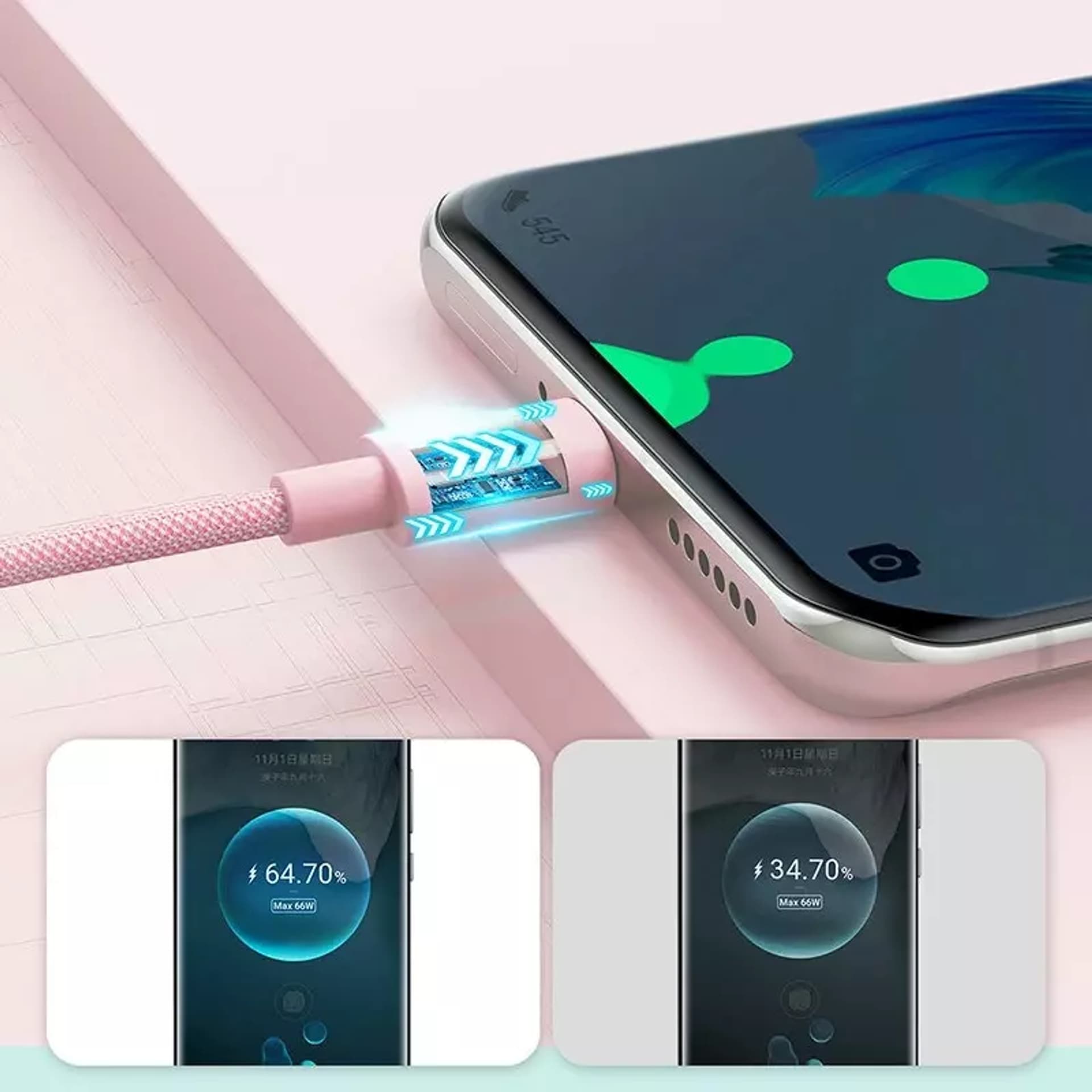 

Joyroom kabel przewód USB - Lightning do ładowania / transmisji danych 1m różowy (S-1030M13)