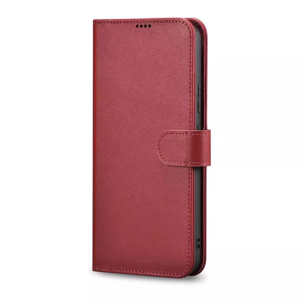 

iCarer Haitang Leather Wallet Case skórzane etui do Samsung Galaxy S22 portfel obudowa pokrowiec czerwony (AKSM04RD)