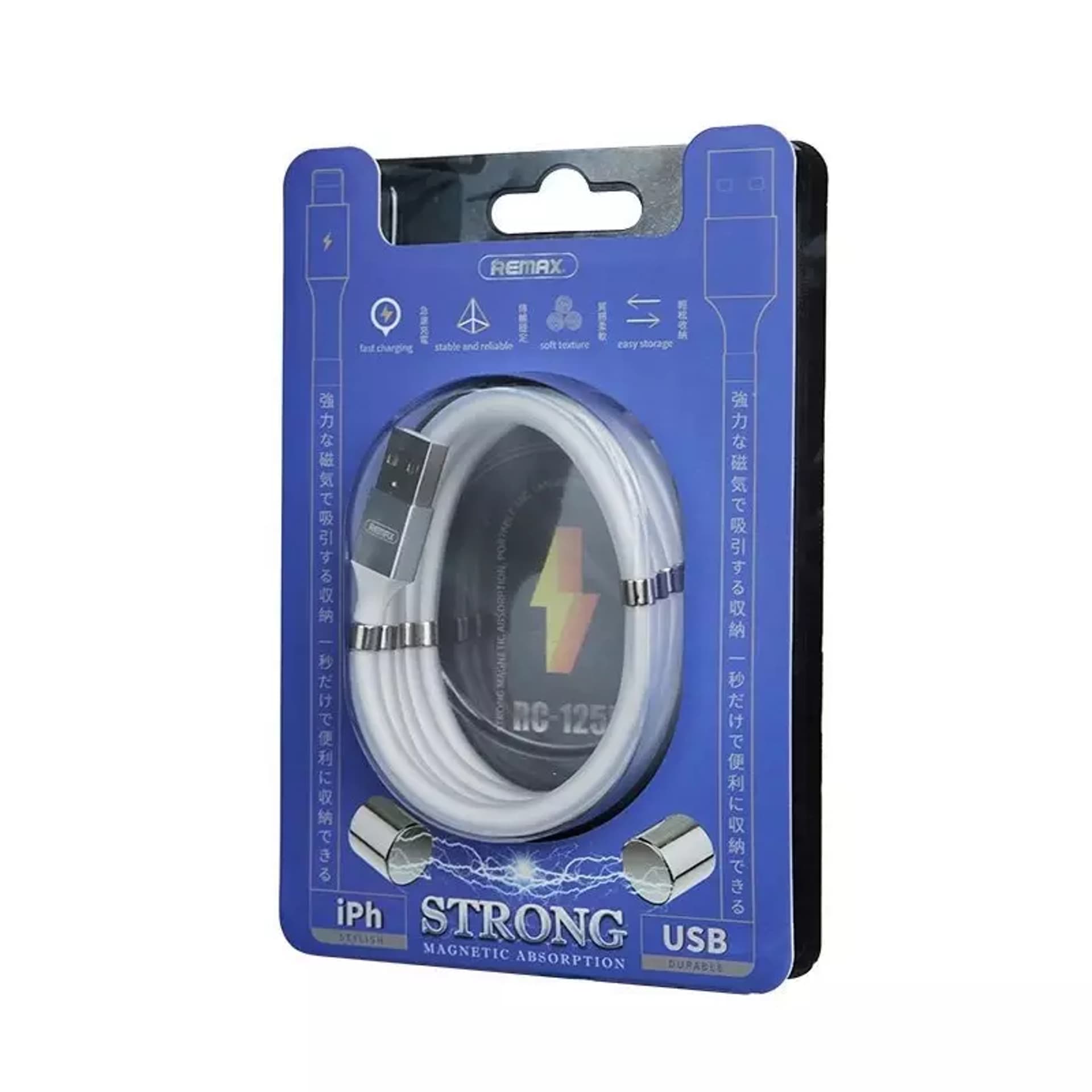 

Remax samoorganizujący magnetyczny kabel przewód USB - Lightning 2,1 A 1 m biały (RC-125i white)