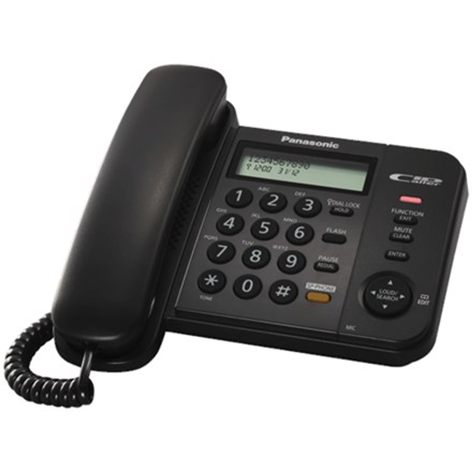 

Panasonic Corded KX-TS580FXB Wbudowany wyświetlacz, Speakerphone, 618 g, 95 x 190 x 196 mm, Black, Caller ID, Pojemność książki