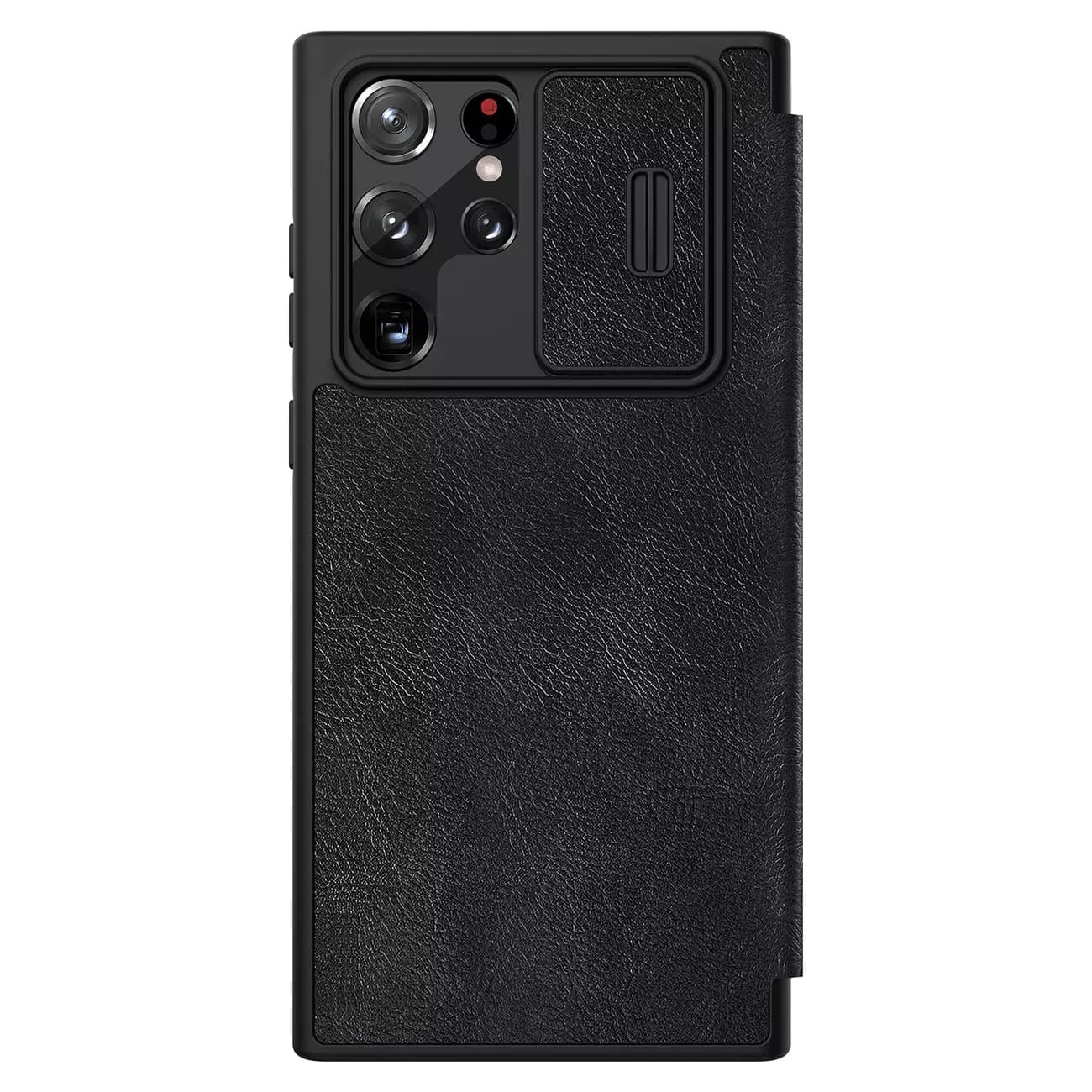 

Nillkin Qin Leather Pro Case etui do Samsung Galaxy S22 Ultra osłona na aparat kabura pokrowiec obudowa z klapką czarny