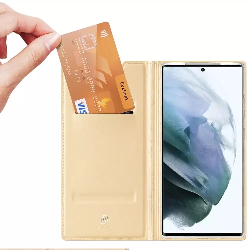 

Dux Ducis Skin Pro kabura etui pokrowiec z klapką Samsung Galaxy S22 Ultra złoty