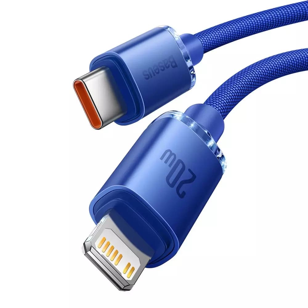 

Baseus Crystal Shine Series kabel przewód USB do szybkiego ładowania i transferu danych USB Typ C - Lightning 20W 2m niebieski (CAJY000303)
