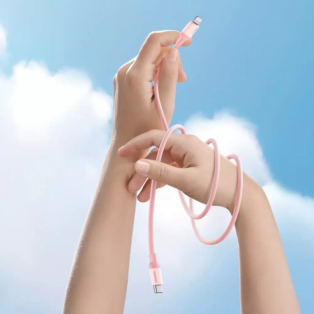 

Ugreen kabel do szybkiego ładowania USB Typ C - Lightning (certyfikat MFI) chip C94 Power Delivery 1m różowy (60625 US387)