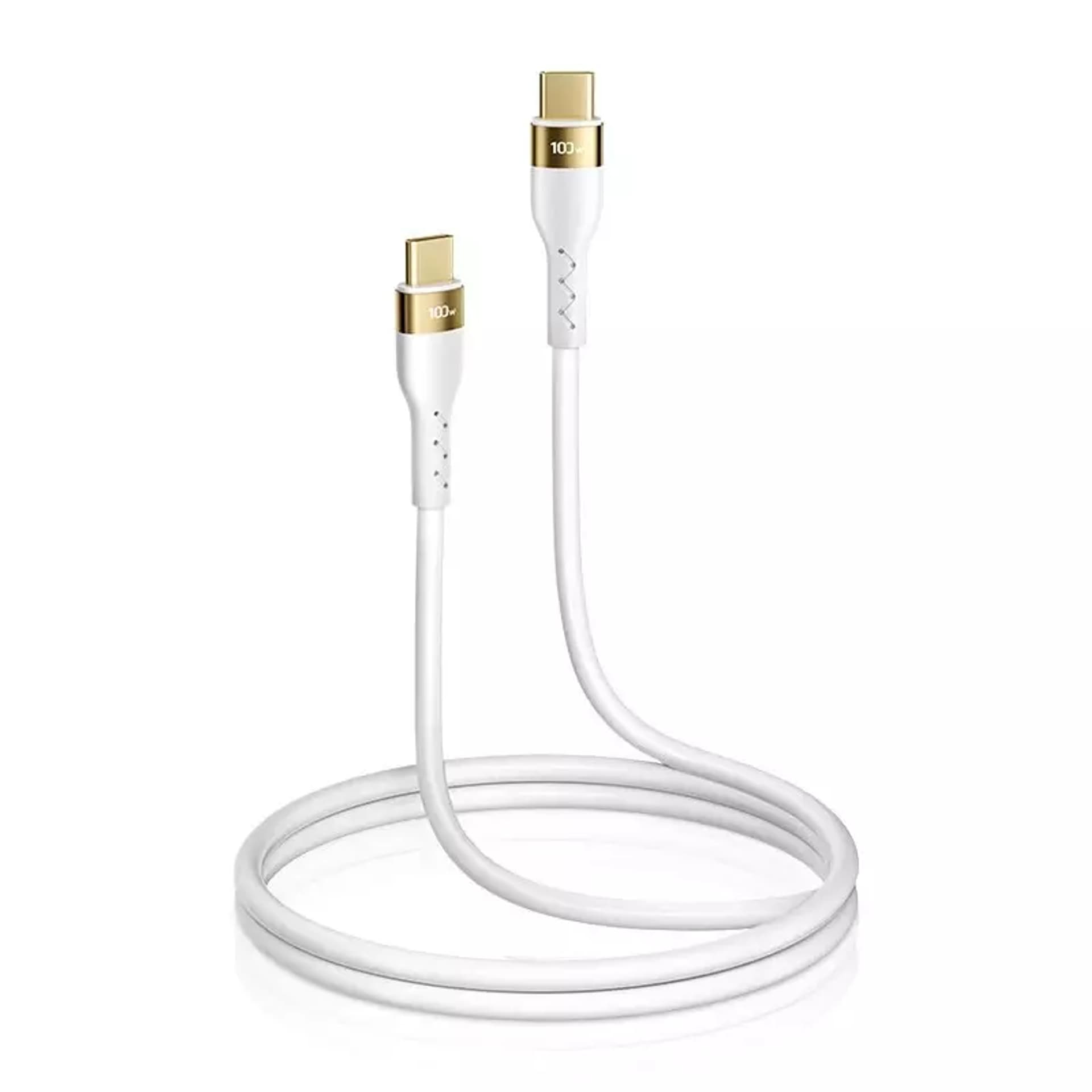 

Joyroom Liquid Silicone kabel USB Typ C - USB Typ C do ładowania / transmisji danych PD 100W 1,2m biały (S-1250N18-10)