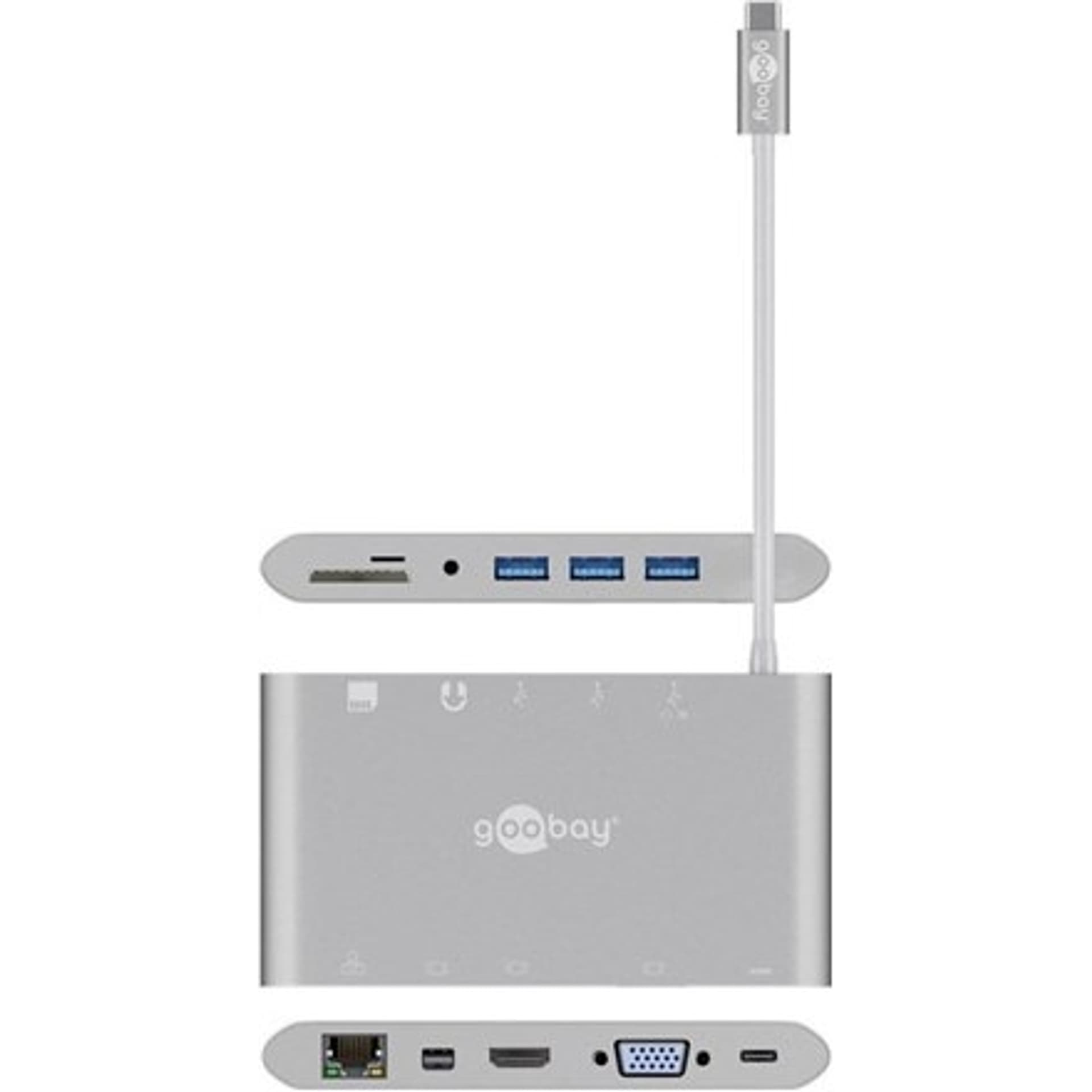 

Goobay USB-C All-in-1 Multiport Adapter 62113 USB Type-C, 0.13 m, Silver