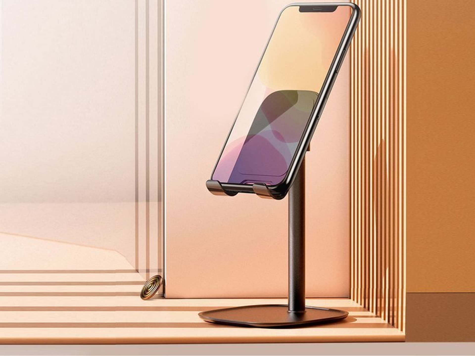 

Uchwyt stojak podstawka na biurko Rock do telefonu tabletu Czarny