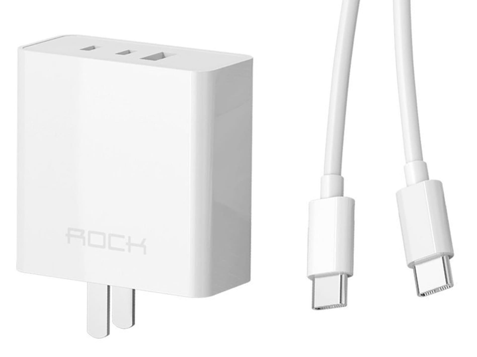 

Ładowarka sieciowa USB + 2x USB-C Rock Gan UE/ USA + Kabel USB-C Type C