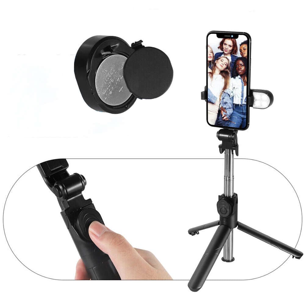 

Kijek Selfie Stick Tripod Statyw LED Pilot Bluetooth Uchwyt do telefonu z lampką LED kij wysięgnik 76cm czarny
