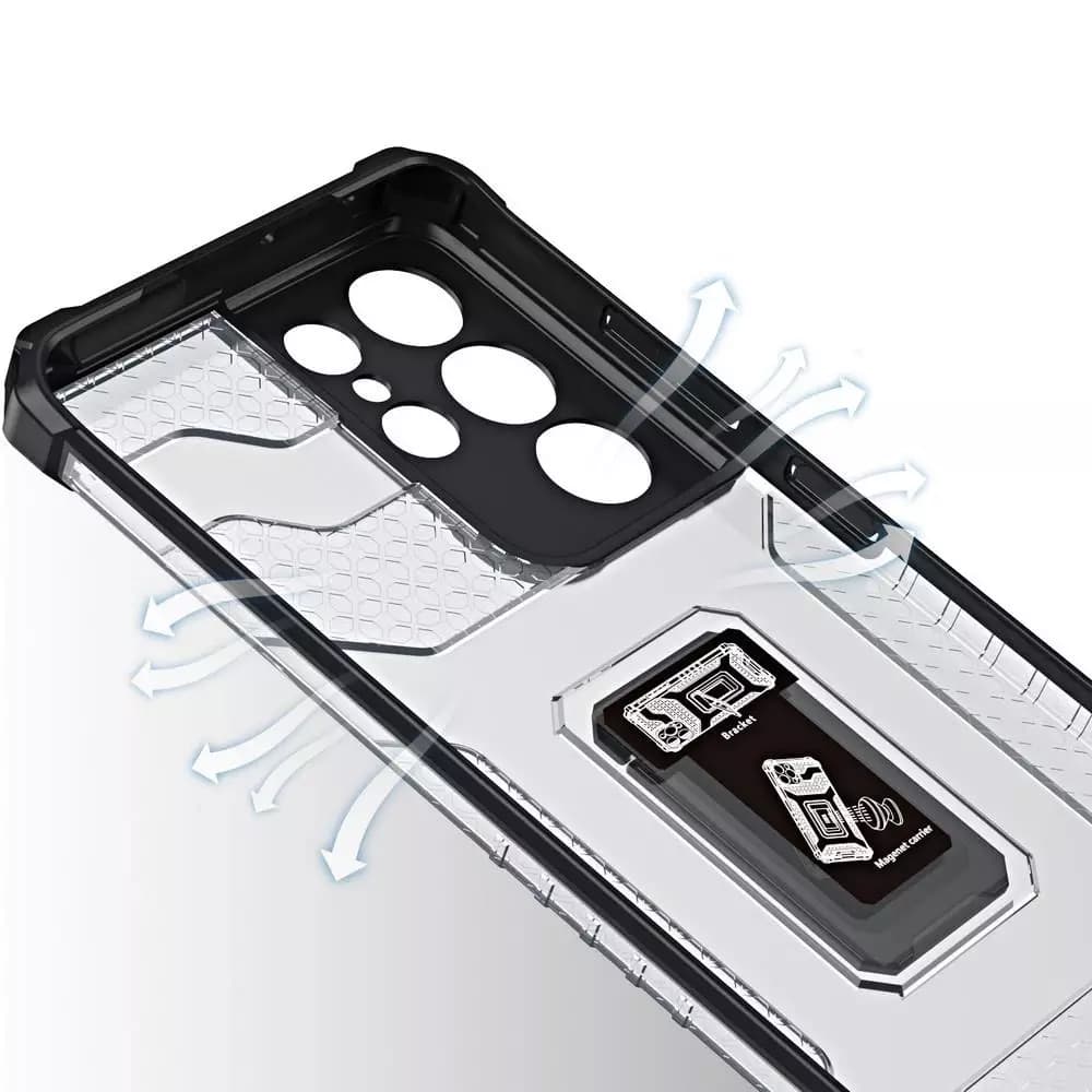 

Crystal Ring Case pancerne hybrydowe etui pokrowiec + magnetyczny uchwyt Samsung Galaxy S22 Ultra zielony
