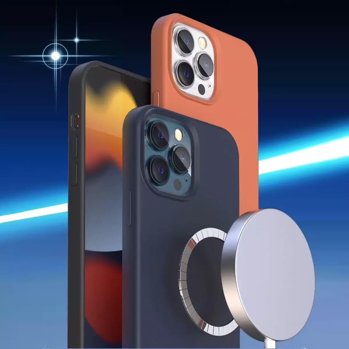

Kingxbar PQY Silicone Series magnetyczne etui do iPhone 13 Pro Max silikonowa obudowa pokrowiec niebieski (kompatybilne z MagSafe)