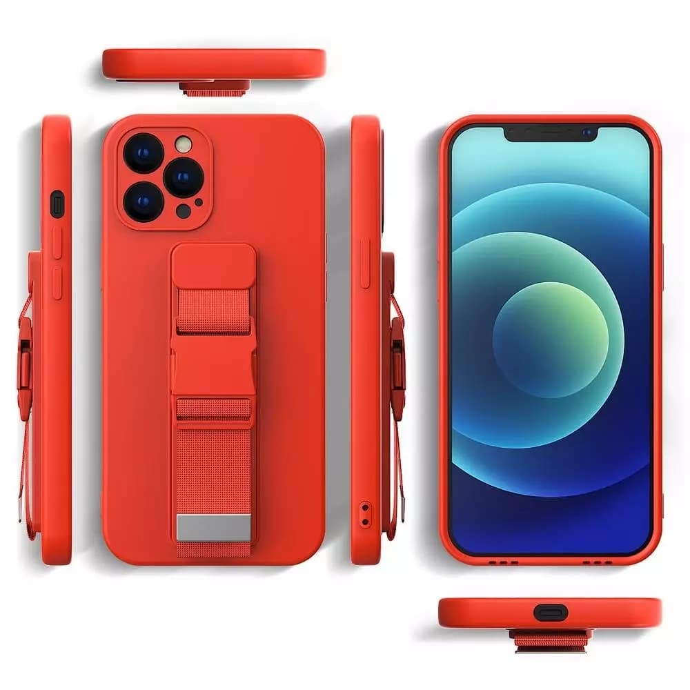 

Rope case żelowe etui ze smyczą łańcuszkiem torebka smycz iPhone 13 Pro Max ciemnozielony