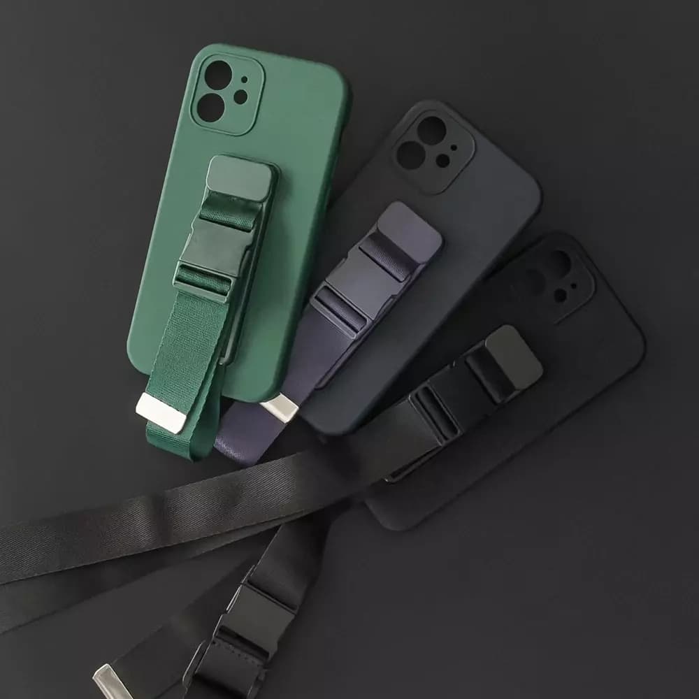 

Rope case żelowe etui ze smyczą łańcuszkiem torebka smycz iPhone 13 ciemnozielony