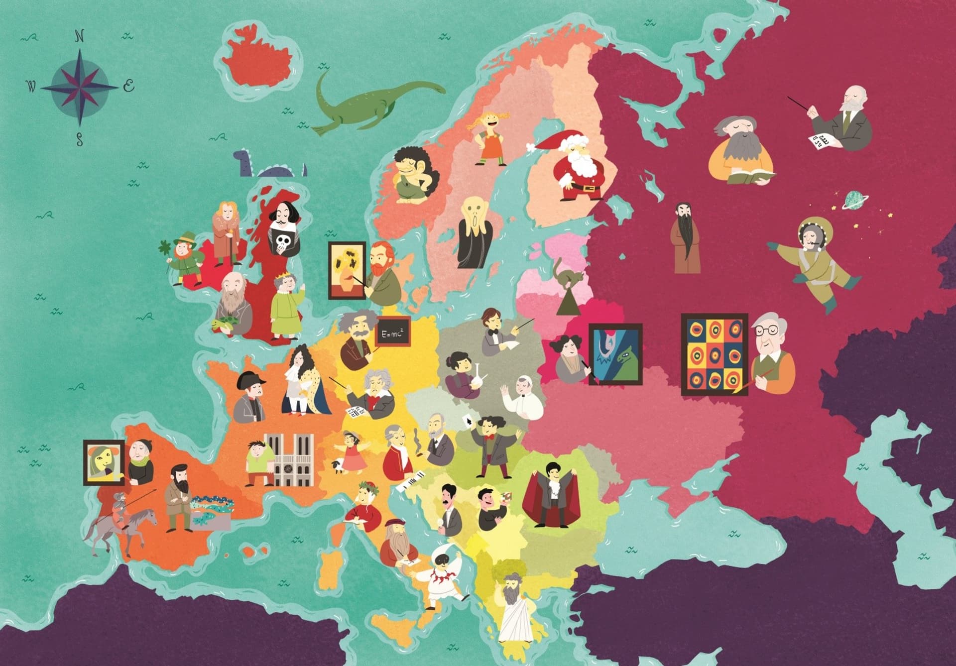 

Puzzle 250 elementów Exploring Maps Great People in Europe