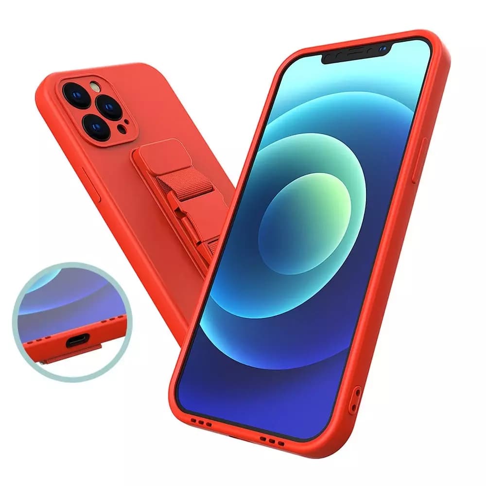 

Rope case żelowe etui ze smyczą łańcuszkiem torebka smycz iPhone 12 Pro Max ciemnozielony