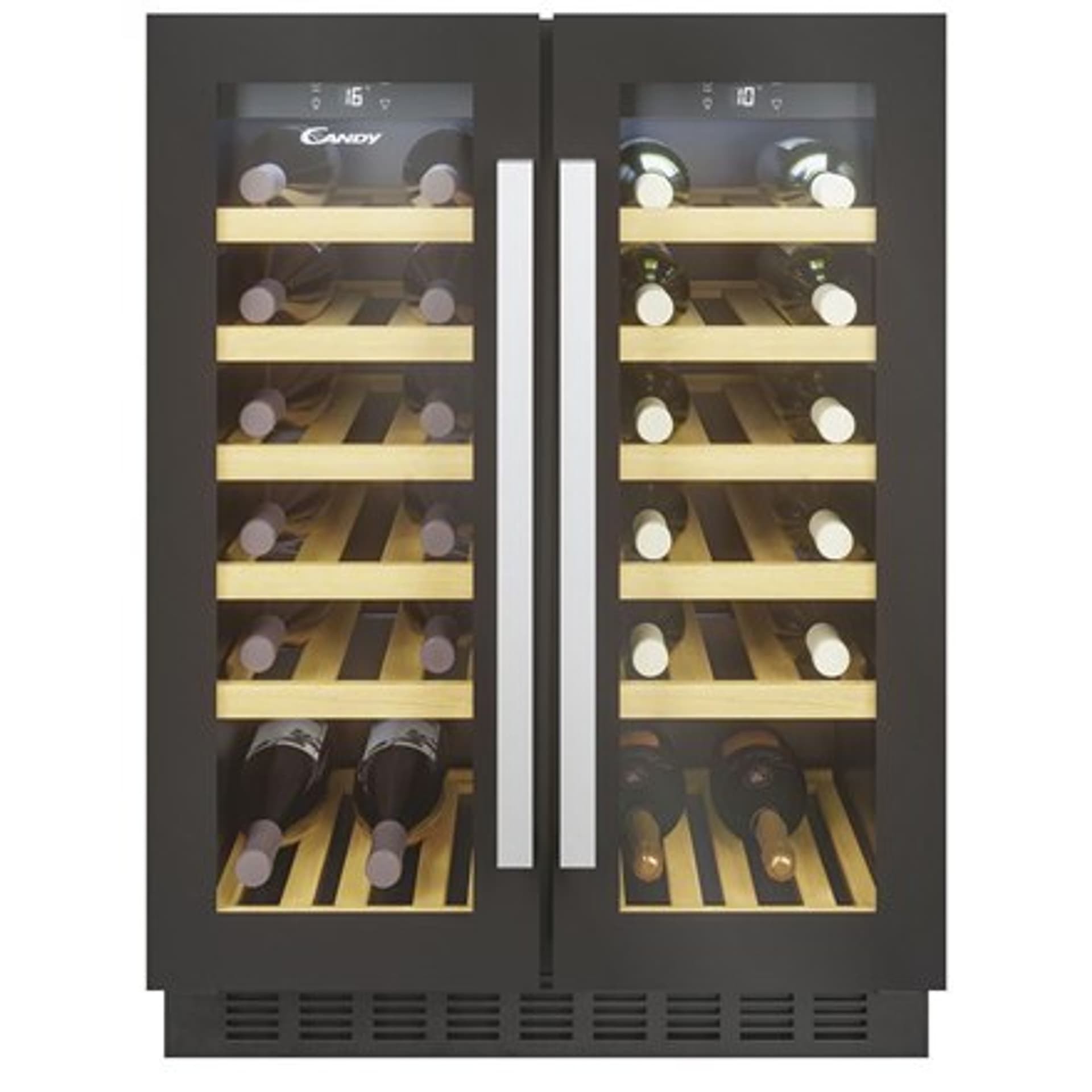 

Candy Wine Cooler CCVB 60D/1 Klasa efektywności energetycznej G, Wolnostojący, Pojemność butelek 38, Czarny